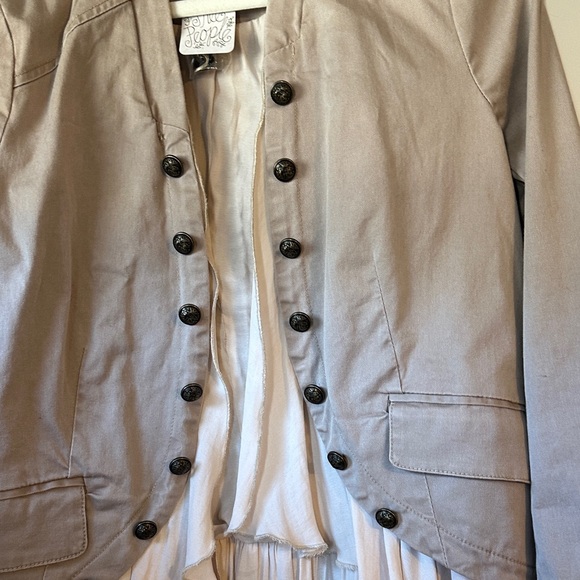 Free People Cream Ruffled Button Front Draped Romance Jacket - Picture 5 of 8